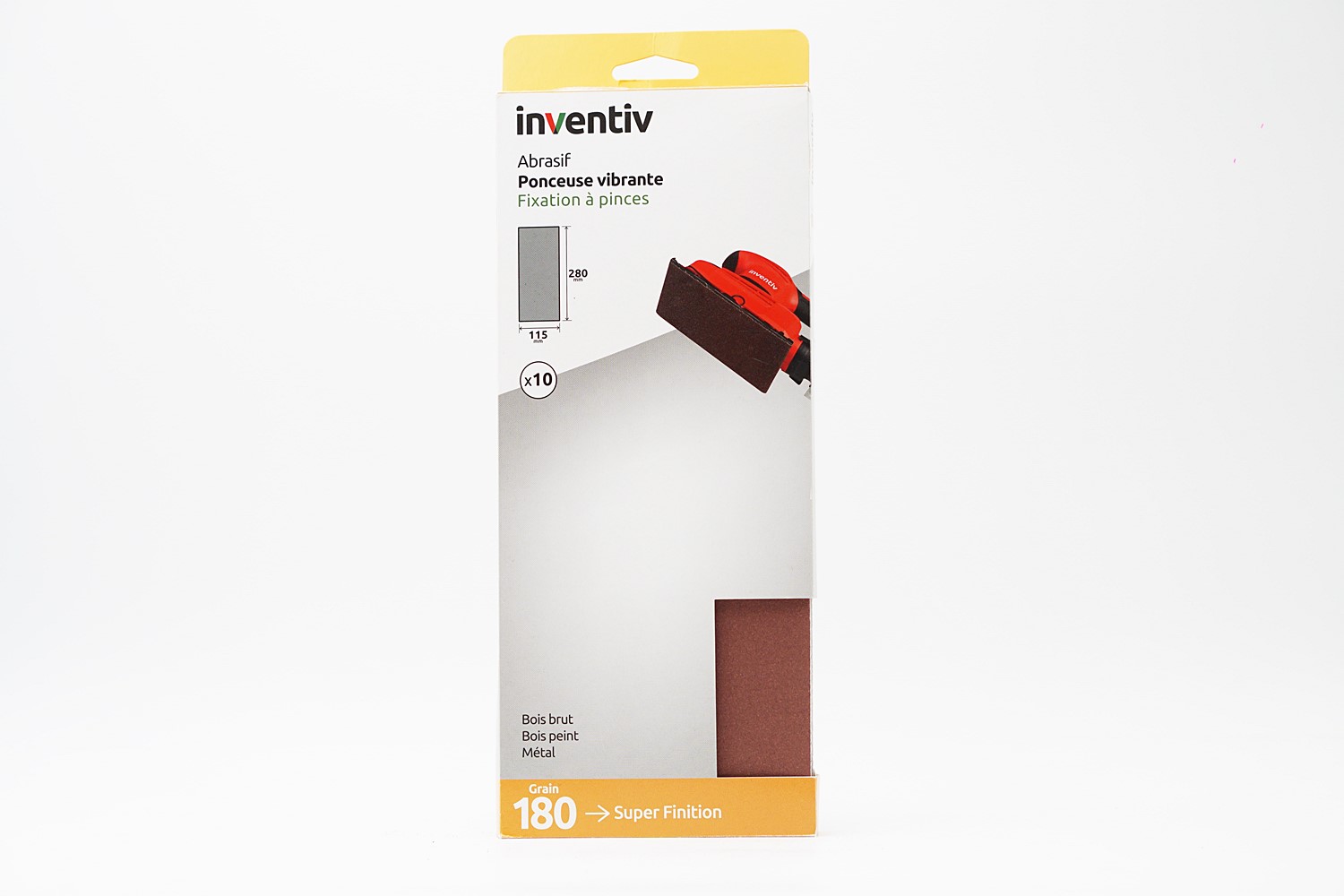10 Patins non perforé 115x280mm Grain 180 - INVENTIV